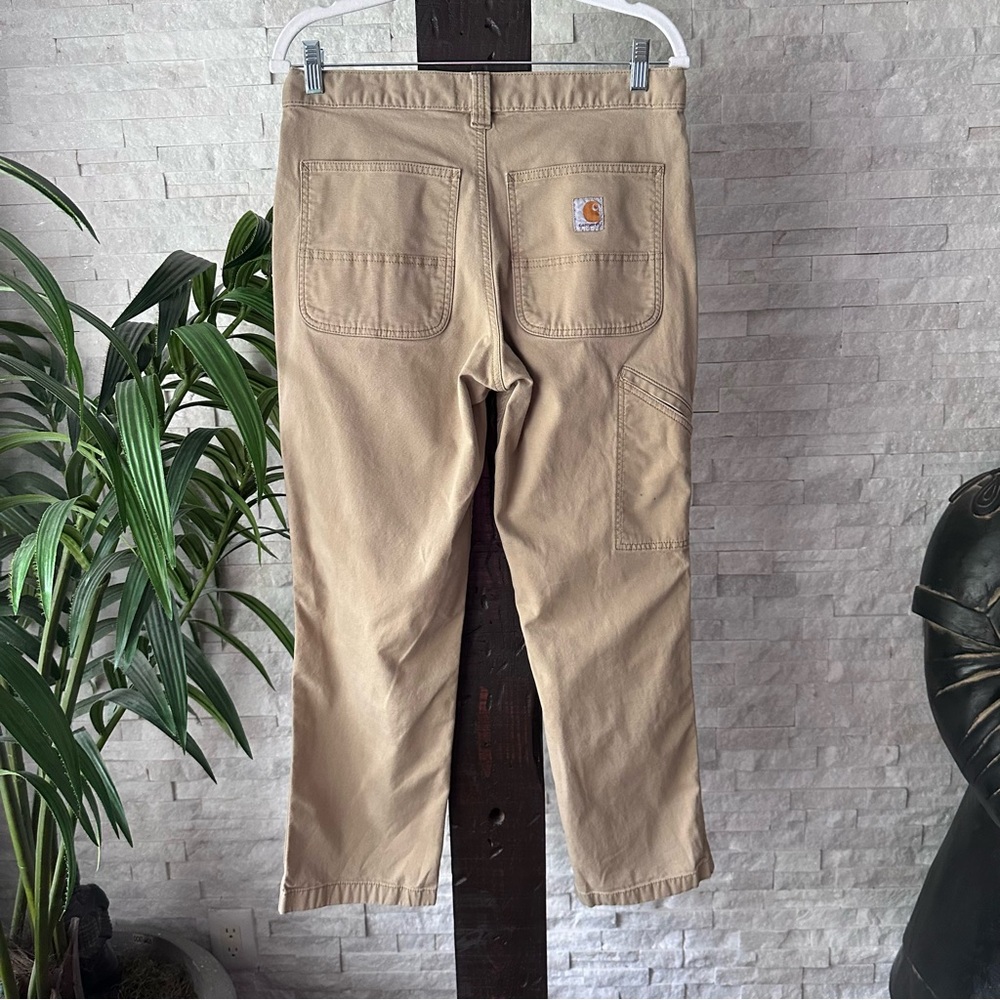 CARHARTT Relaxed Fit Dark Khaki Tan Rugged Flex Canvas Work pants ( 31 x 30 )